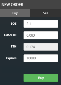 Etherdelta new order window