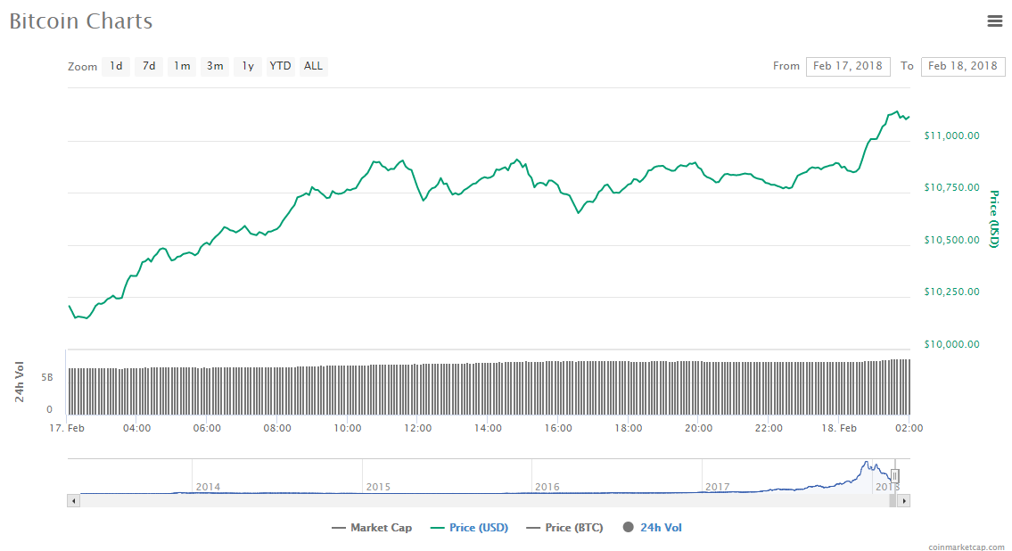 Bitcoin price chart 18-02-18