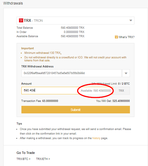 Binance Destination Wallet Address