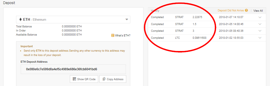Binance Deposit Page