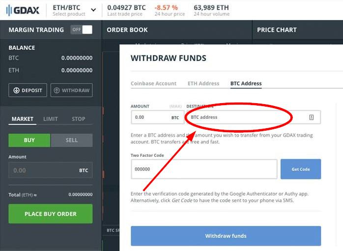 Gdax Withdraw Address