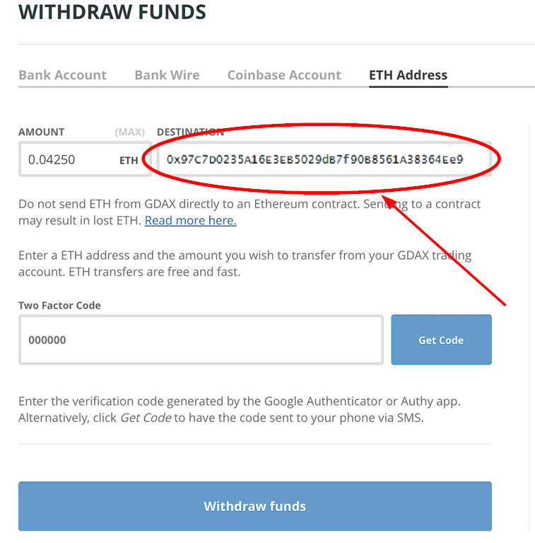 gdax withdraw and 2FA