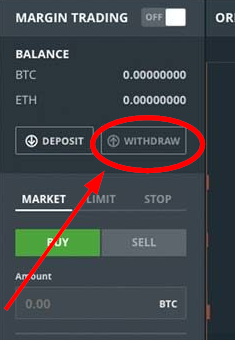Gdax Withdraw Selection