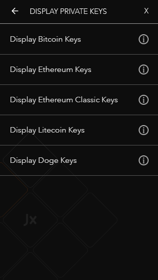 Jaxx Private Keys