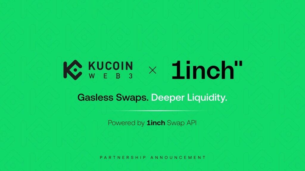 KuCoin Web3 Wallet Integrates 1inch Swap API to Power Gasless, MEV-Protected RWA Swaps
