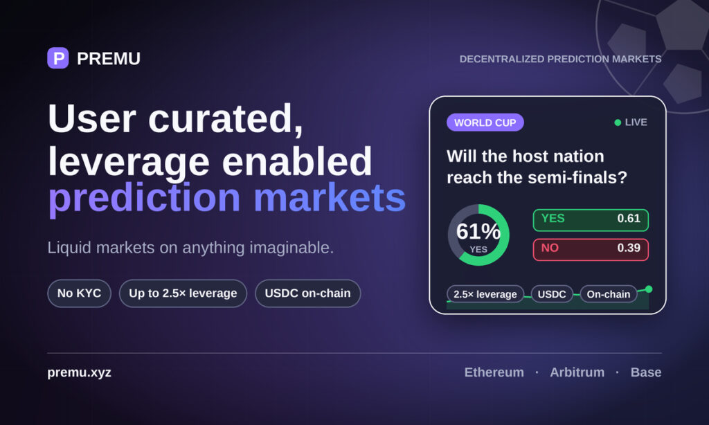 Premu Opens User-Created, Leveraged Prediction Markets Ahead of the 2026 World Cup